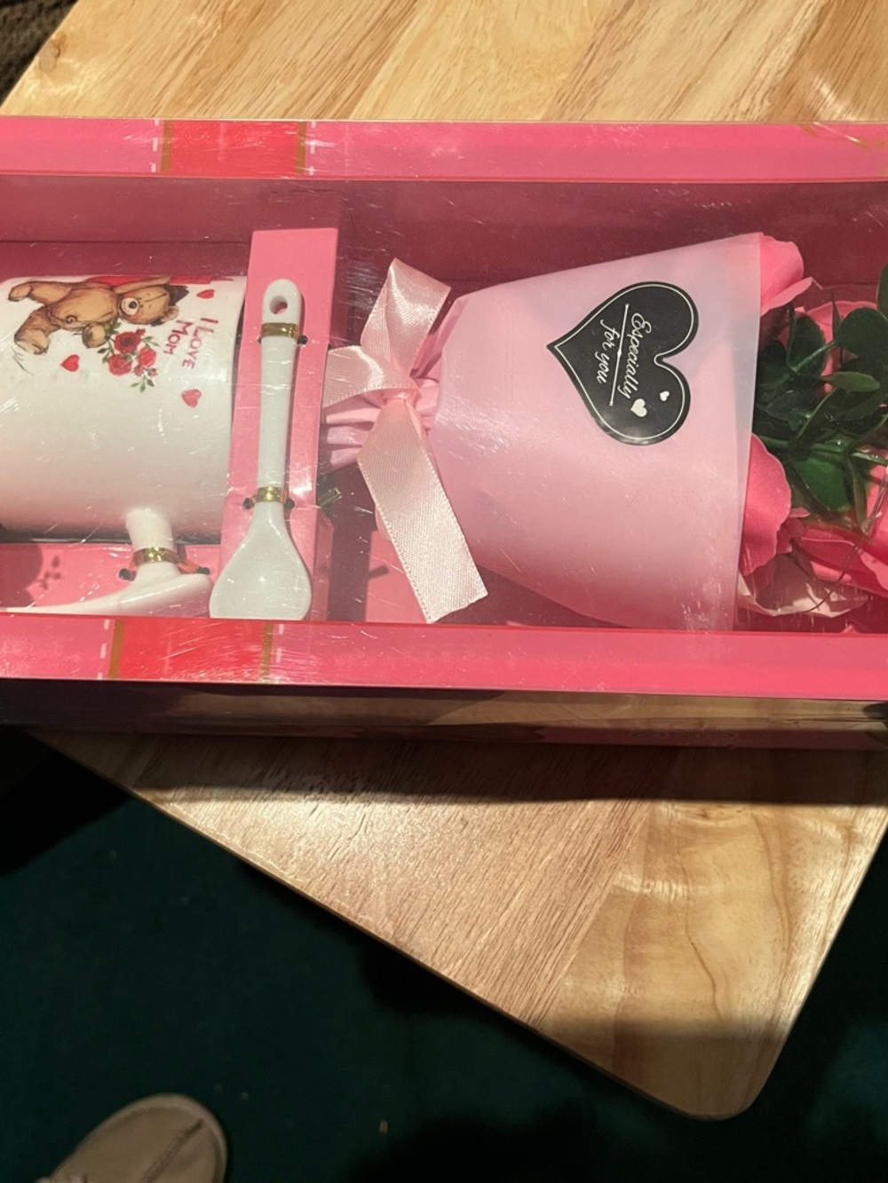 Pink Ceramic Mug and Faux Rose Bouquet Set - Picture 2 of 3